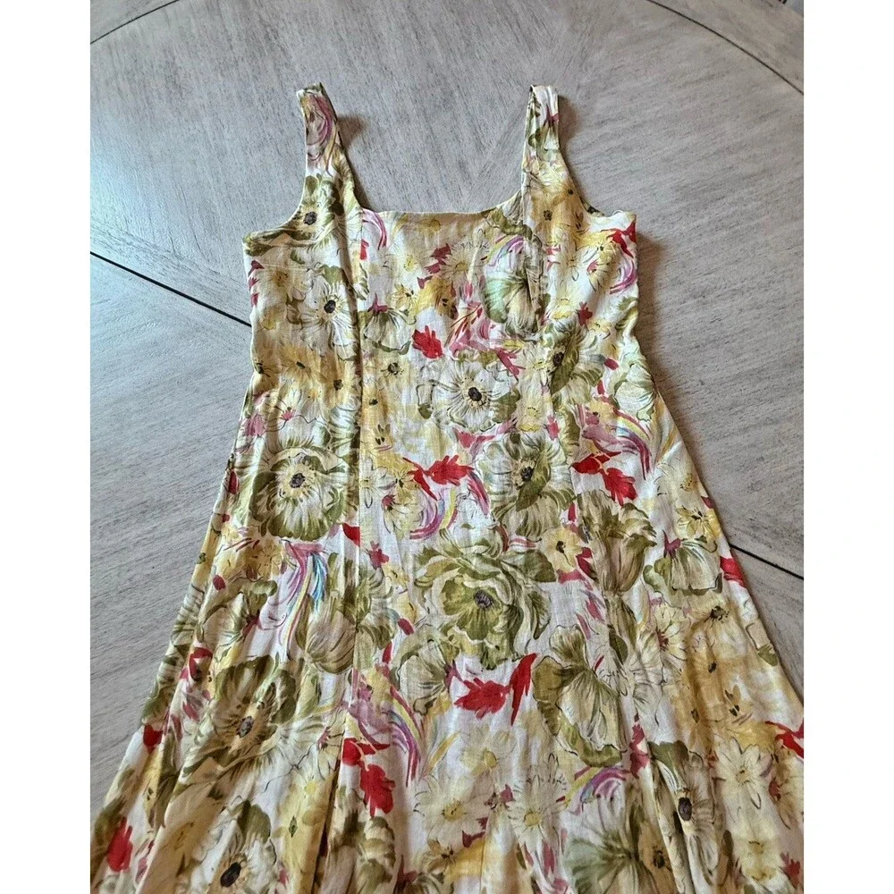 ZARA NWT ZW Collection Linen Print Dress Multicolor Womens $129 MRSP Size XL - Picture 8 of 9